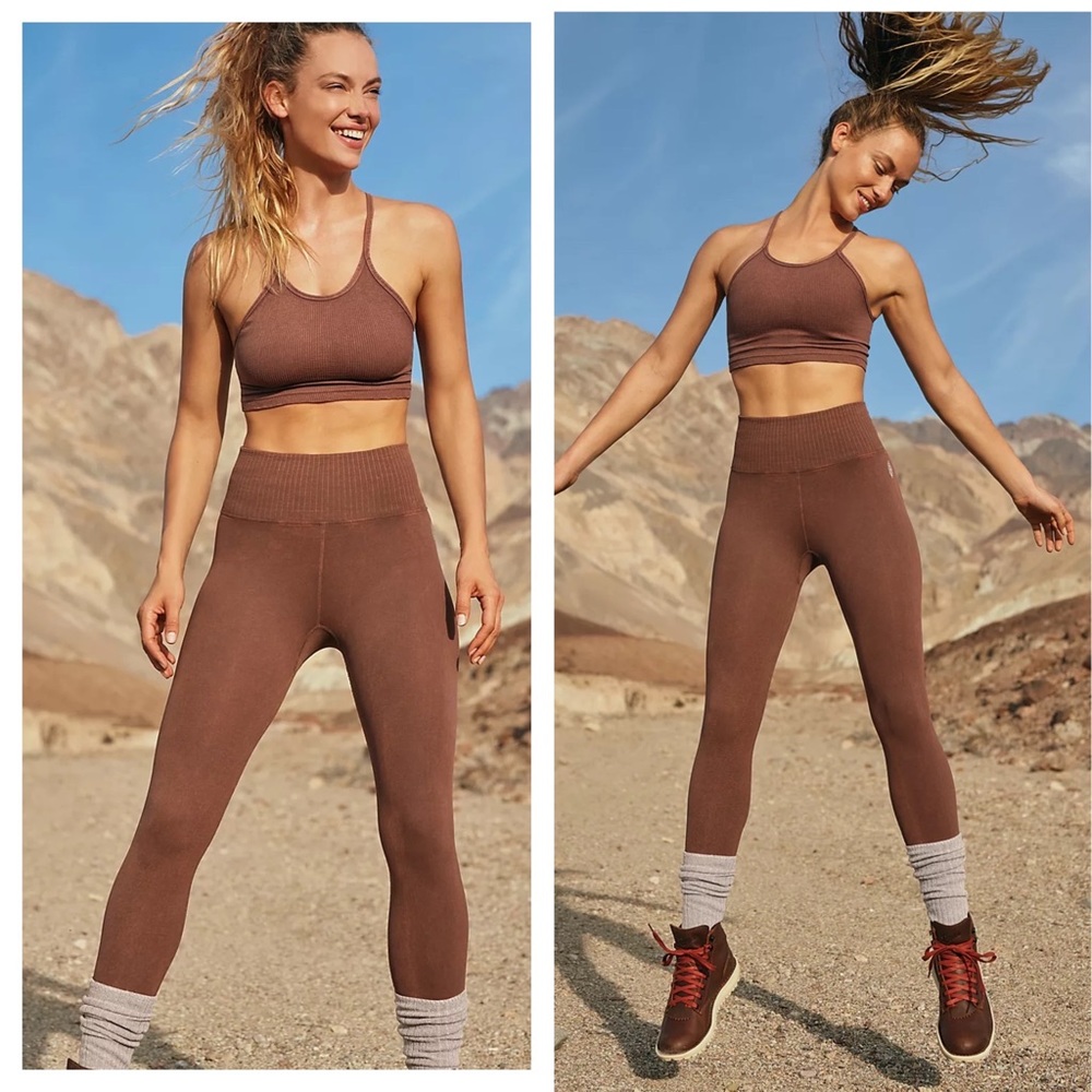NEW Free People Good Karma Leggings + Happiness Runs Crop Top Set - Picture 3 of 17